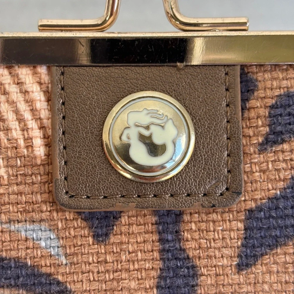 Spartina‎ 449 Daufuskie Island Floral Linen Leather Kiss Lock Coin Purse Wallet